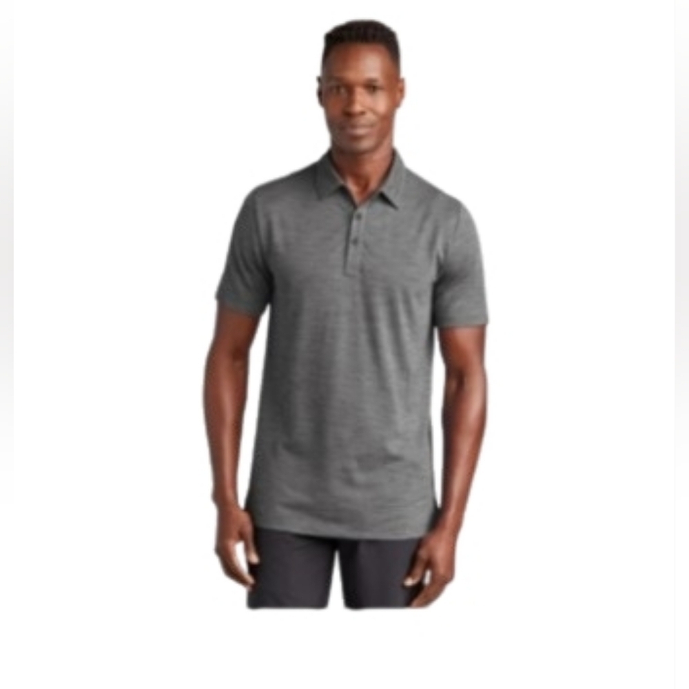 Travis Mathew Auckland Slub Polo Size XL Logo on Sleeve Dark Heathered Gray Golf